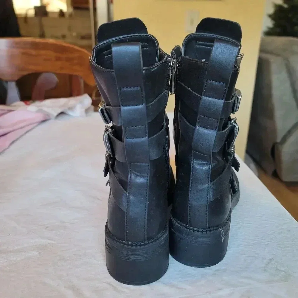 DKNY Ita Leather Strappy Buckle Ankle Boots Shoes Women's Size 8 - Picture 8 of 13